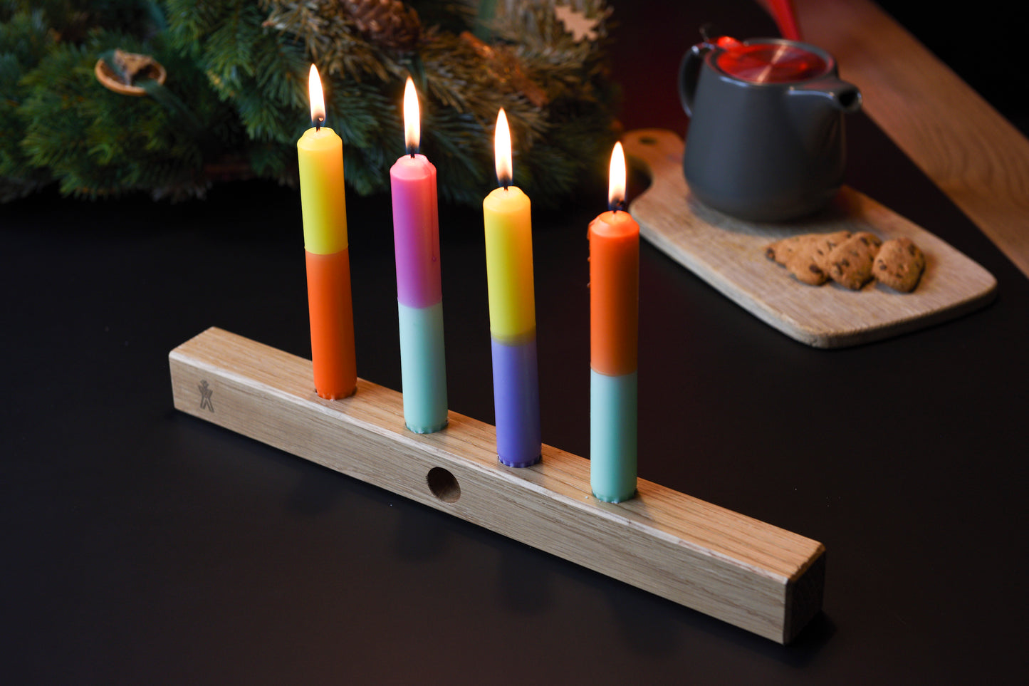 Kerzenständer Advent Nussbaum
