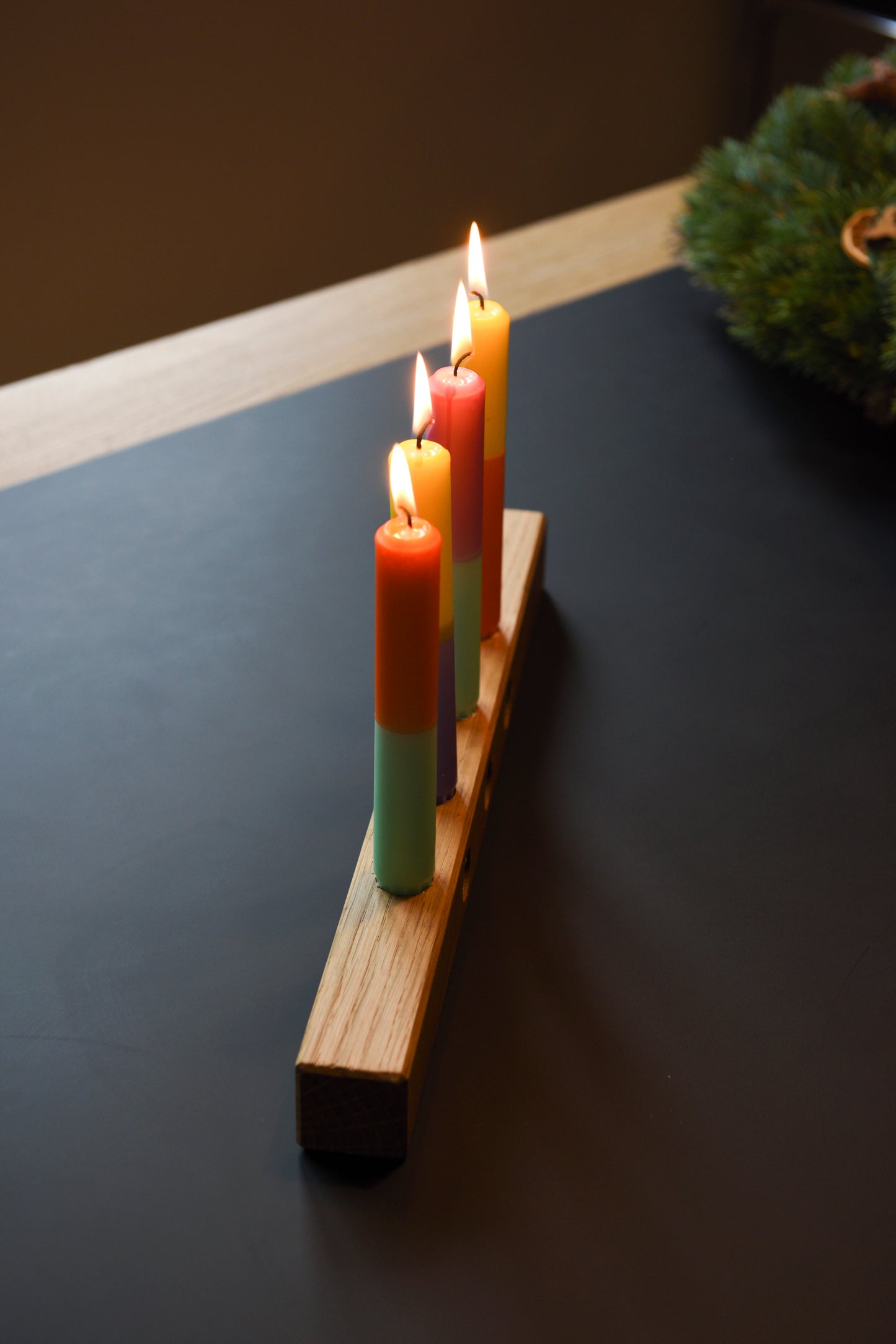 Kerzenständer Advent Nussbaum